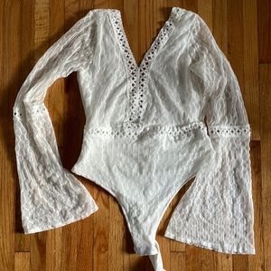 Sexy boho Long sleeve v neck bodysuit